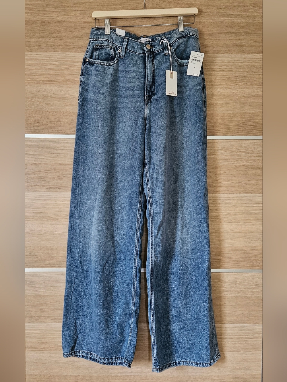 Good American Weightless Good Ease Jeans 27 Wide Leg Mid Rise Indigo961 NWT $174 - Picture 3 of 12